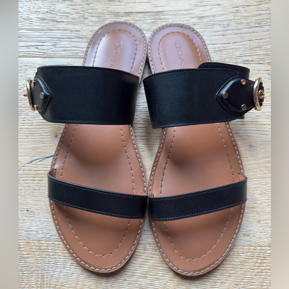 COACH NEW Harlow Black Embellished Sandals Sz 9.5 NEW price firm! - Picture 2 of 6